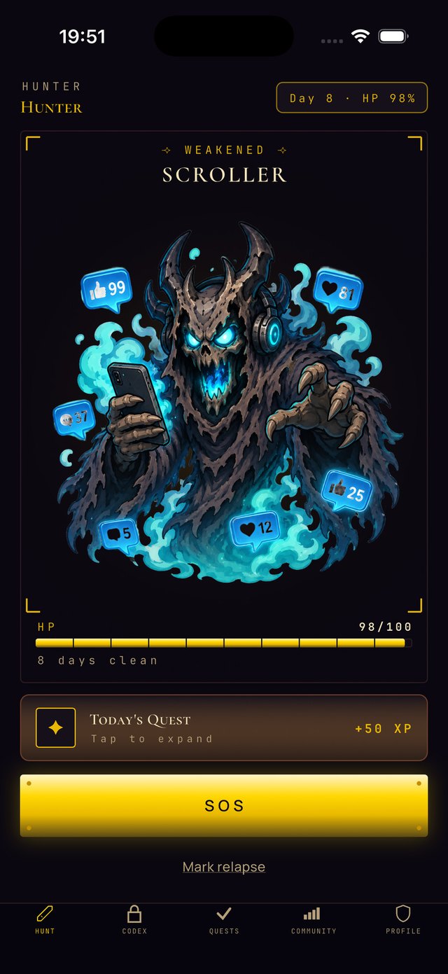 Streak Hunter — the hunt screen